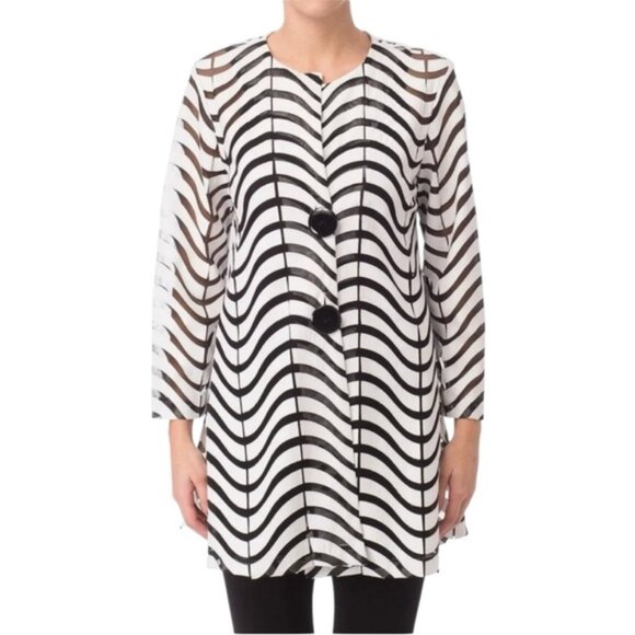Joseph Ribkoff Zebra Print Vegan Leather Coat Women’s Size 8 - Picture 1 of 9